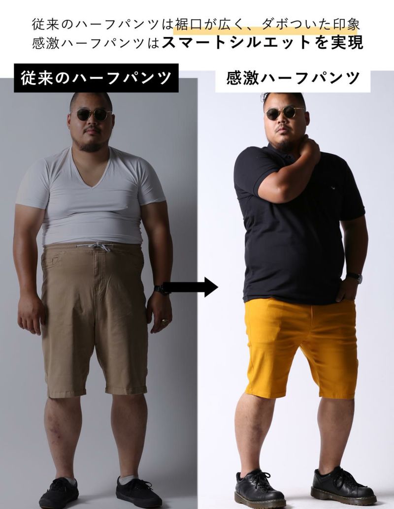 大きいサイズ メンズ】感鯨ストレッチカラースリムショート