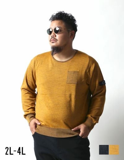 大きいサイズ メンズ】PLES(プレス) 7Gガーター天竺クルーネック