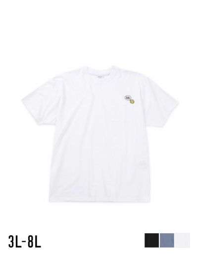【大きいサイズ メンズ】SMILEY FACE(スマイリーフェイス) T/C 吸汗速乾 UVカット 天竺胸ポケット付 刺繍 半袖Tシャツ カットソー 3L/4L/5L/6L/8L